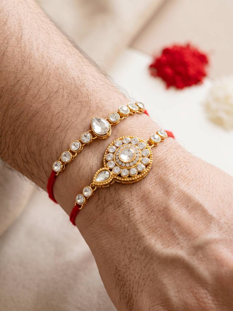 Traditional Rakhi For Bhaiya/Bhabhi Red Thread Rakshabandhan Rakhie (Pack Of 2) Rakhee Rakshasutra : 159-L1R1-21-W-2-2026