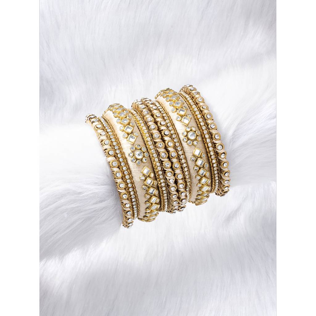 Peora Velvet Matching Fancy Silk Thread Chuda Bangle Set Navratri Gift For Women : PF51B46CRMW