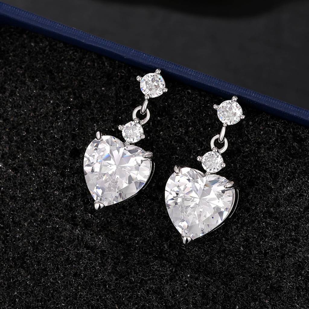 Crystal Studded Heart Shaped Drop Earrings Stylish Fashion Jewellery For Women & Girls : PX9E3035W