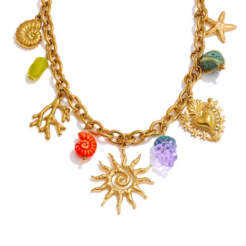 Coastal Sea Necklace - Waterproof, 18K Gold Plated : SS_NECKLACE_COASTAL_SEA_GOLD