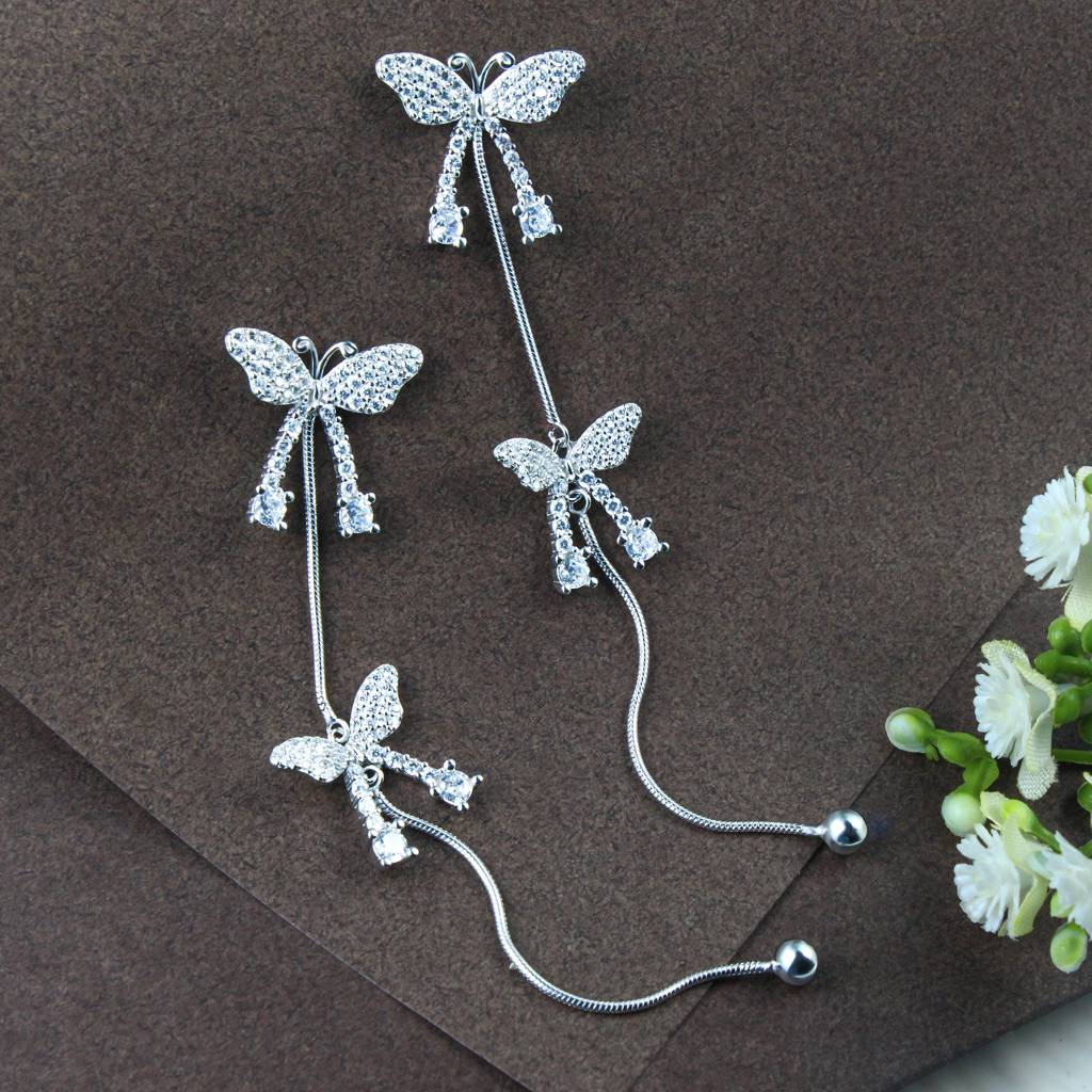 925 Sterling Butterfly Earrings : TRETL0045Silver