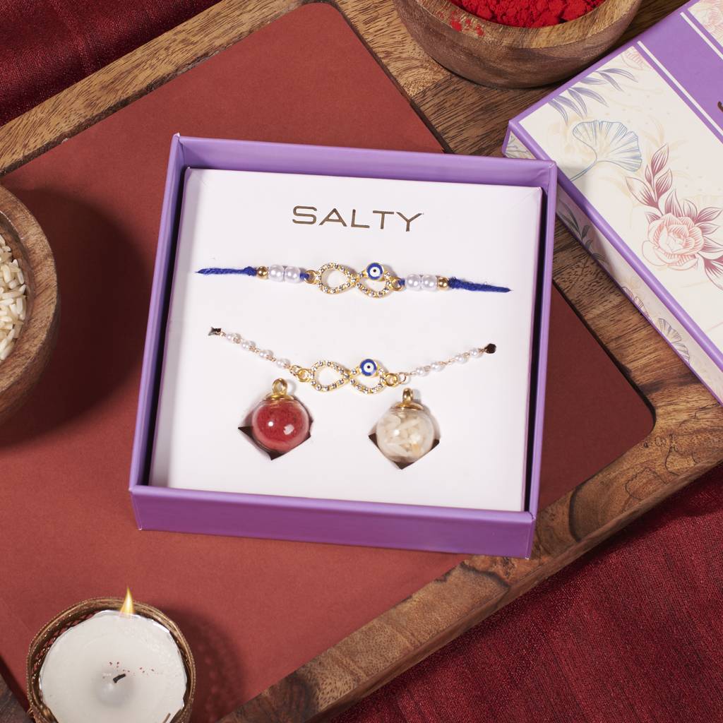 Infinity Evil Eye Rakhi For Bhaiya And Bhabhi : BS14222-4223-SIMPLE