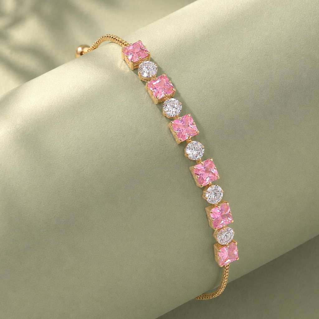 Gold Plated Trendy Bracelet For Women | Crystals Studded | Festive & Casual Wear Jewellery | Gift For Her : PX9B296PKW