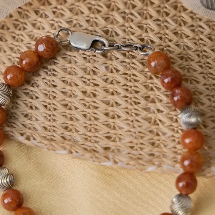 Aventurine Orange Silver Bracelet : ZV-BRC-NAT-002