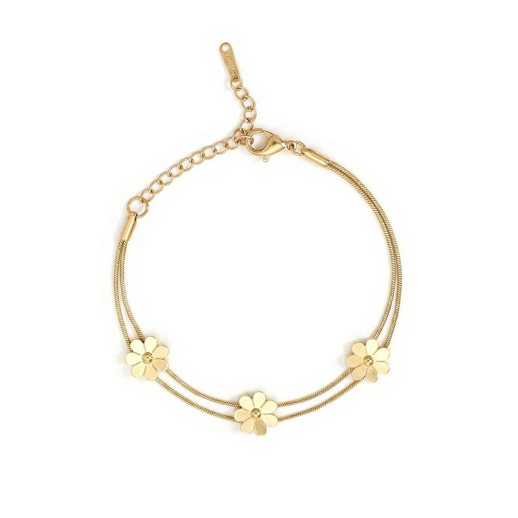 Blooming Petals Station Bracelet For Women - Waterproof & Anti-Tarnish : BR0354