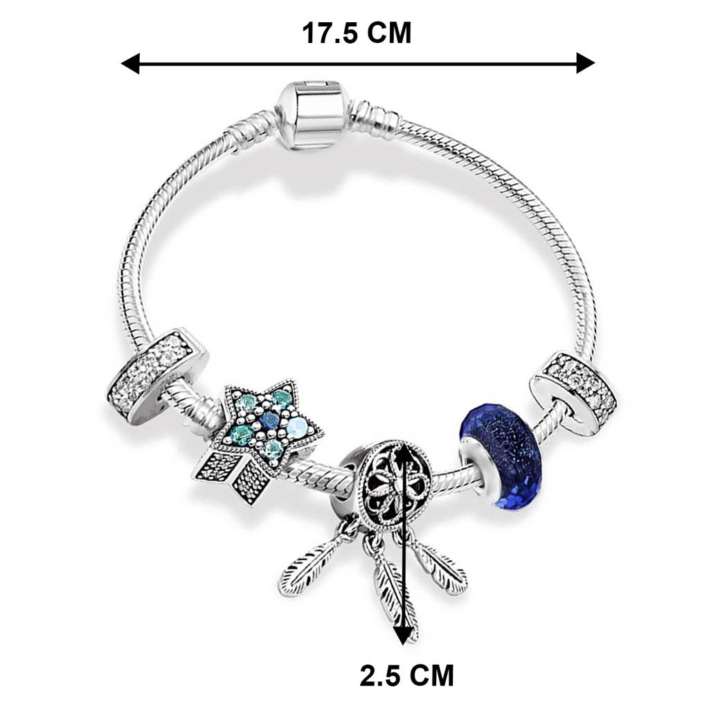 Silver Plated Cubic Zirconia Studded Charm Bracelet Stylish Jewellery Gift For Girls & Women : PX3B78