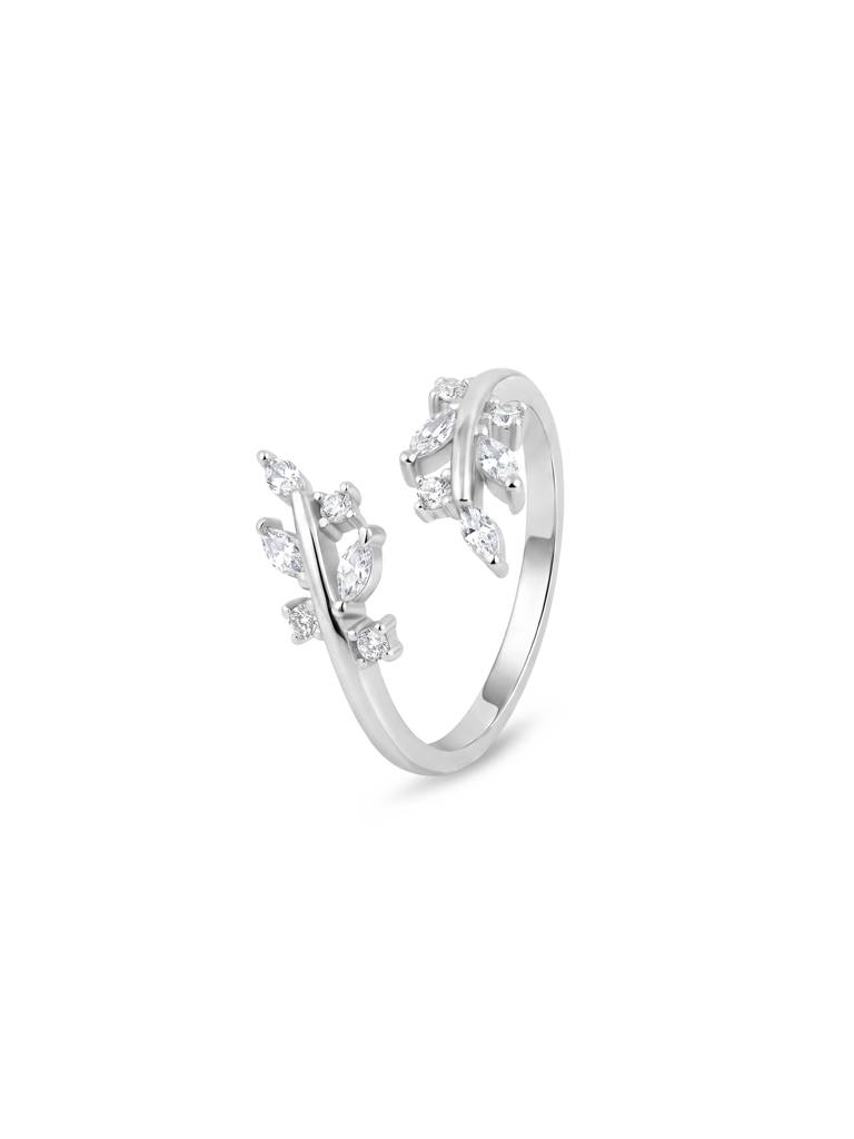 Silver Leaf Branch Open Ring : NHLR2885