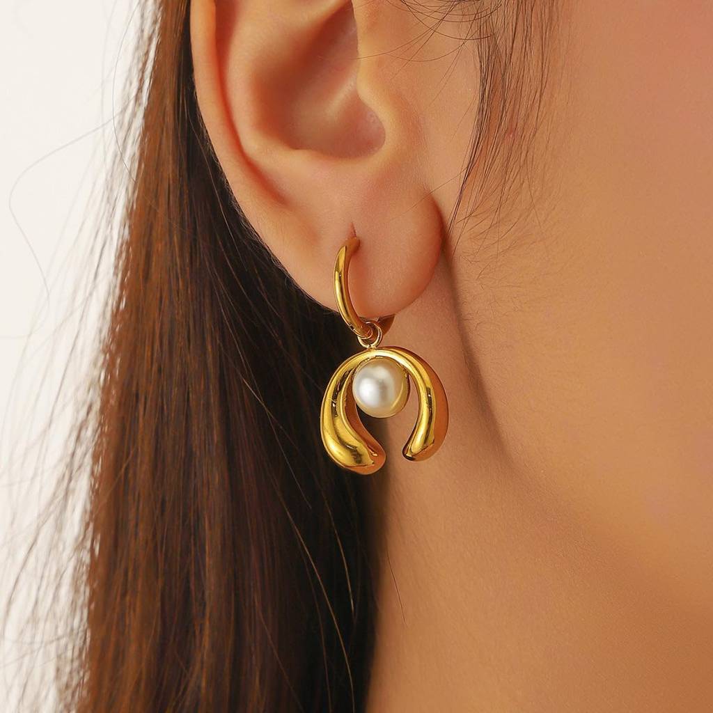 Amara Orb Pearl Earrings - Gold | 18K Gold Plated | Waterproof, Hypoallergenic & Anti-Tarnish : DSVDYJ05250102