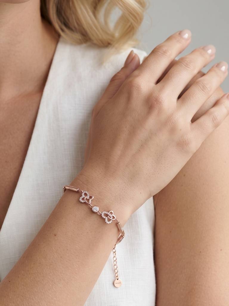 925 Silver Butterfly Crystal Bracelet For Women : BR-68