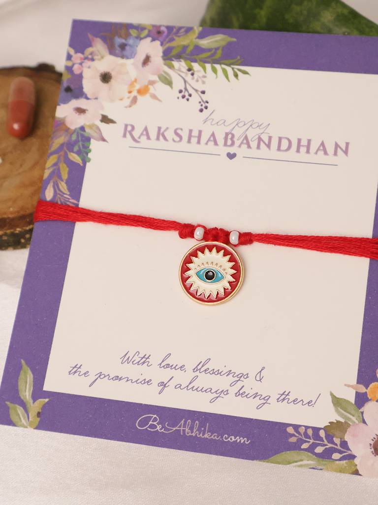 Evil Eye Protection Rakhi With Roli Chawal Capsules : ACJR107-Re