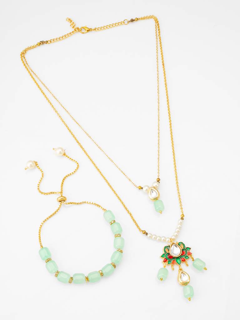 Minimal Gold-Tone Pendant Necklace Set : NK4470
