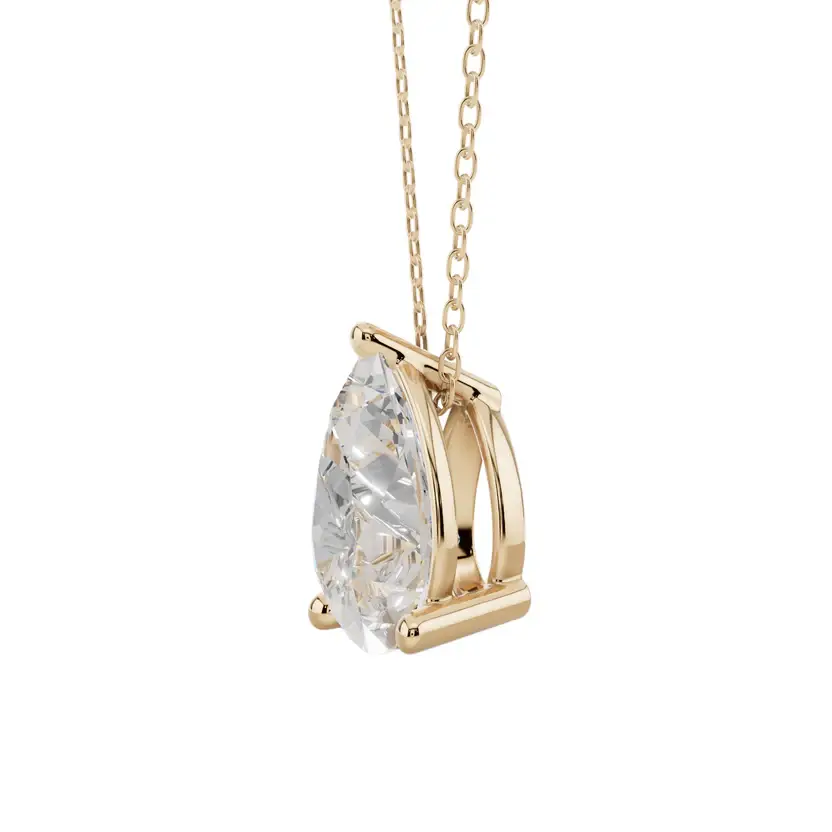 Chic Pear Solitaire Semi Silver Pendant Necklace : VST-PER-10-SM-G