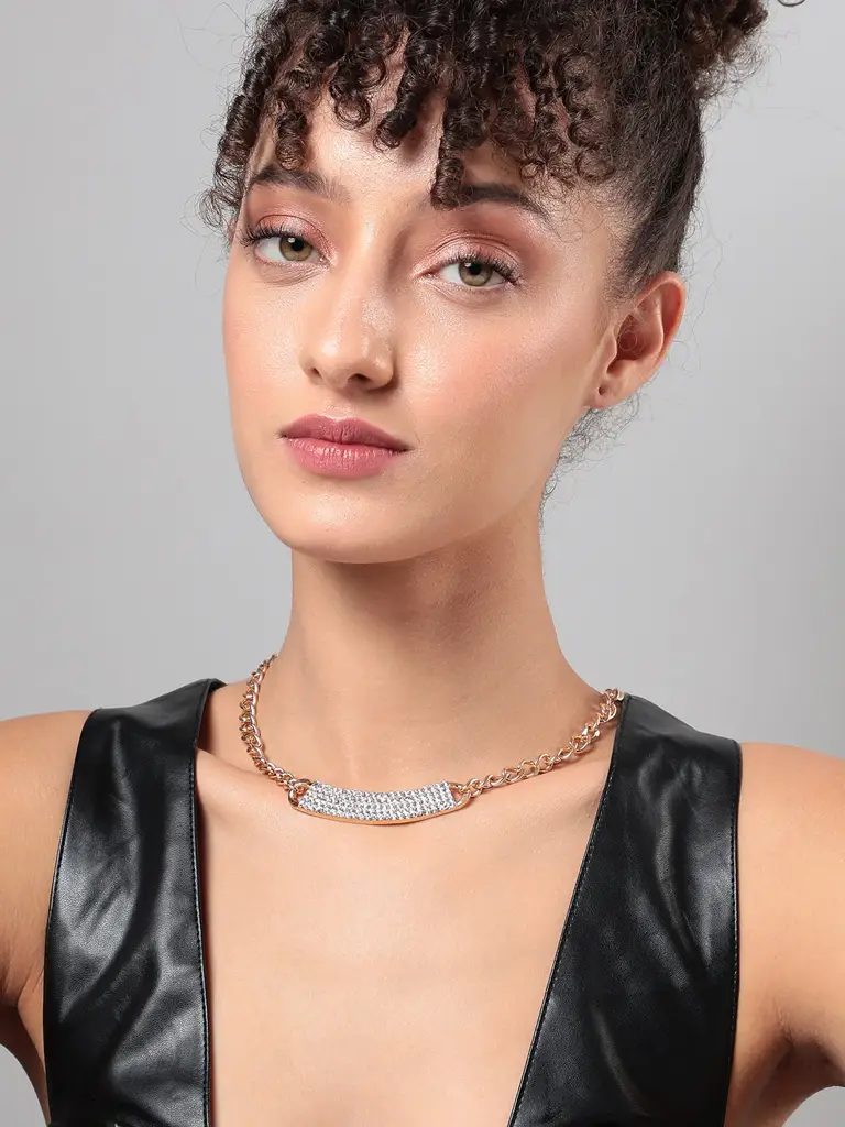 Satyavati-Women'S Crystal Cluster Chainlink Necklace : SOHINC8719