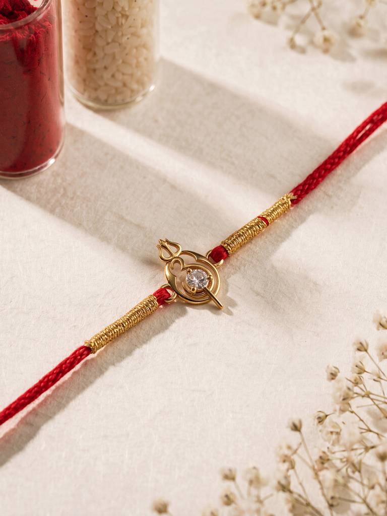 Crystal Om Fine Silver Rakhi : RKS0025