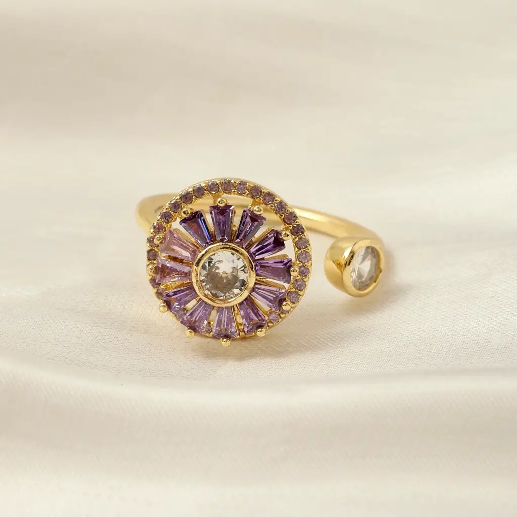 Haya Purple Baguette Spinner Ring : RS13809-G-PPL