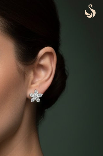 Flower Shine 0.3 Ct Diamond Daily Wear Earrings : SIY-FLO-029