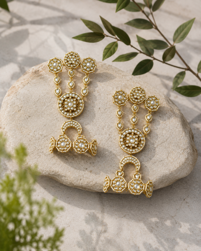 Polki Bridal Haath Phool With Floral Motifs : VZ029