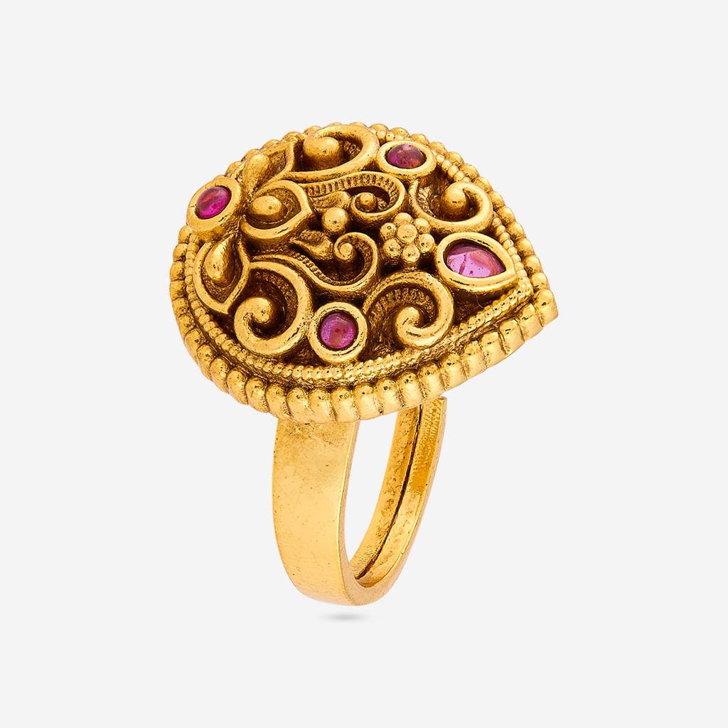 Gold Plated Festive Antique Finger Ring - 472040 : 472040