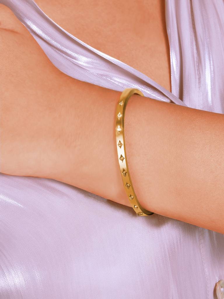 18K Gold Plated Golden Radiance Bangle Stainless Steel Waterproof & Anti-Tarnish : B22DGSS0G