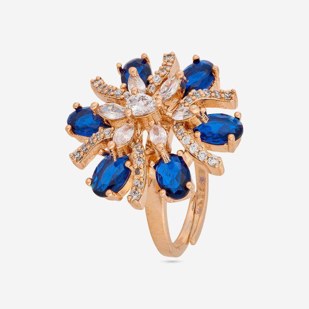 Plated Party Wear Zircon Finger Ring - 469721 : 469723