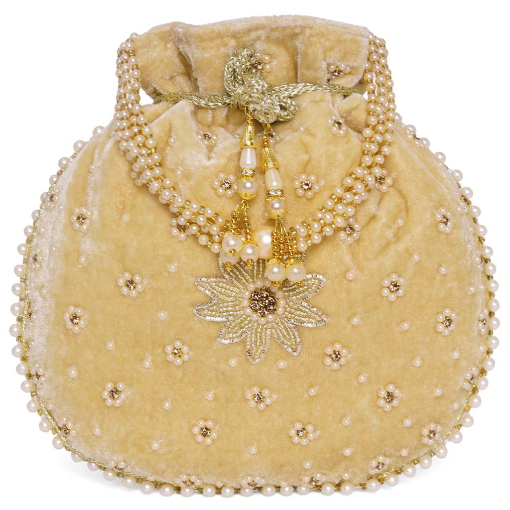 Embroidered - Ethnic Potli Bag For Women Fancy Evening Bridal Wristlet Purse Bag For Girls : P64G-F