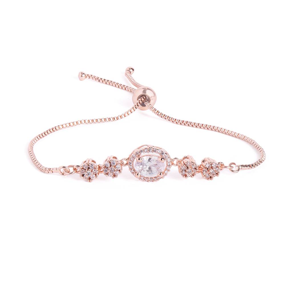 Cz Adjustable Bracelet | Classic Style | Evening Wear : AD-204-RGWE-BR