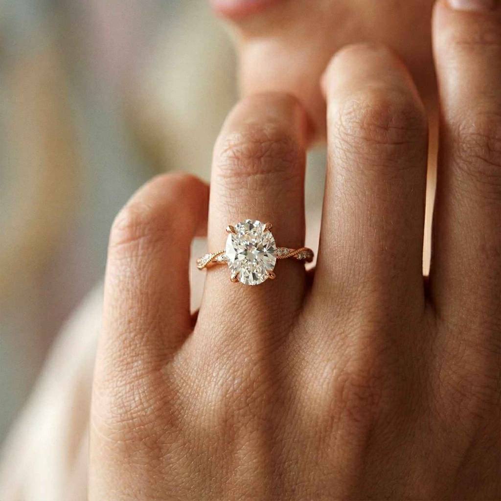 2.75Ct Moissanite Oval Solitaire Pavã© Ring : ZLM10026R-10N