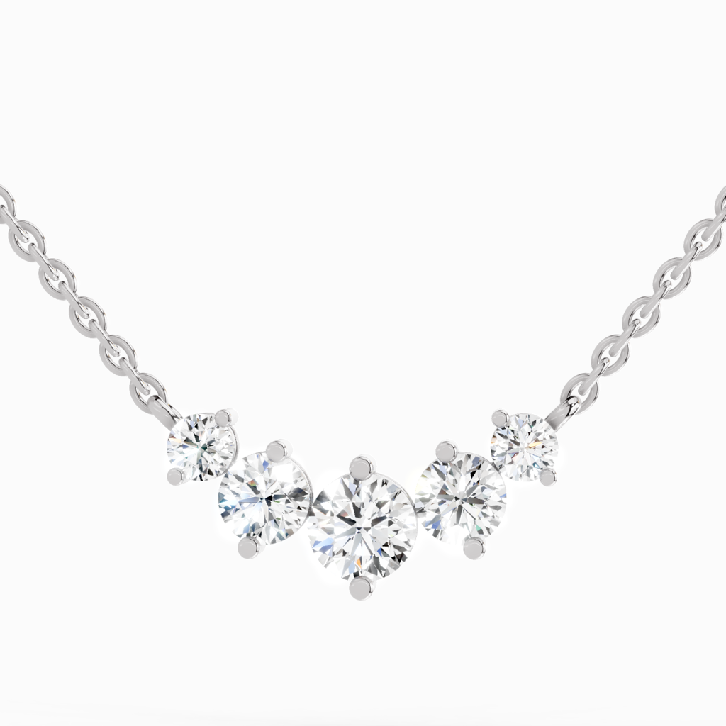 Lab Grown Diamond 1.31 Carat Round Graduated Bar Pendants14K : SPN19541-NK-14KW-131CT