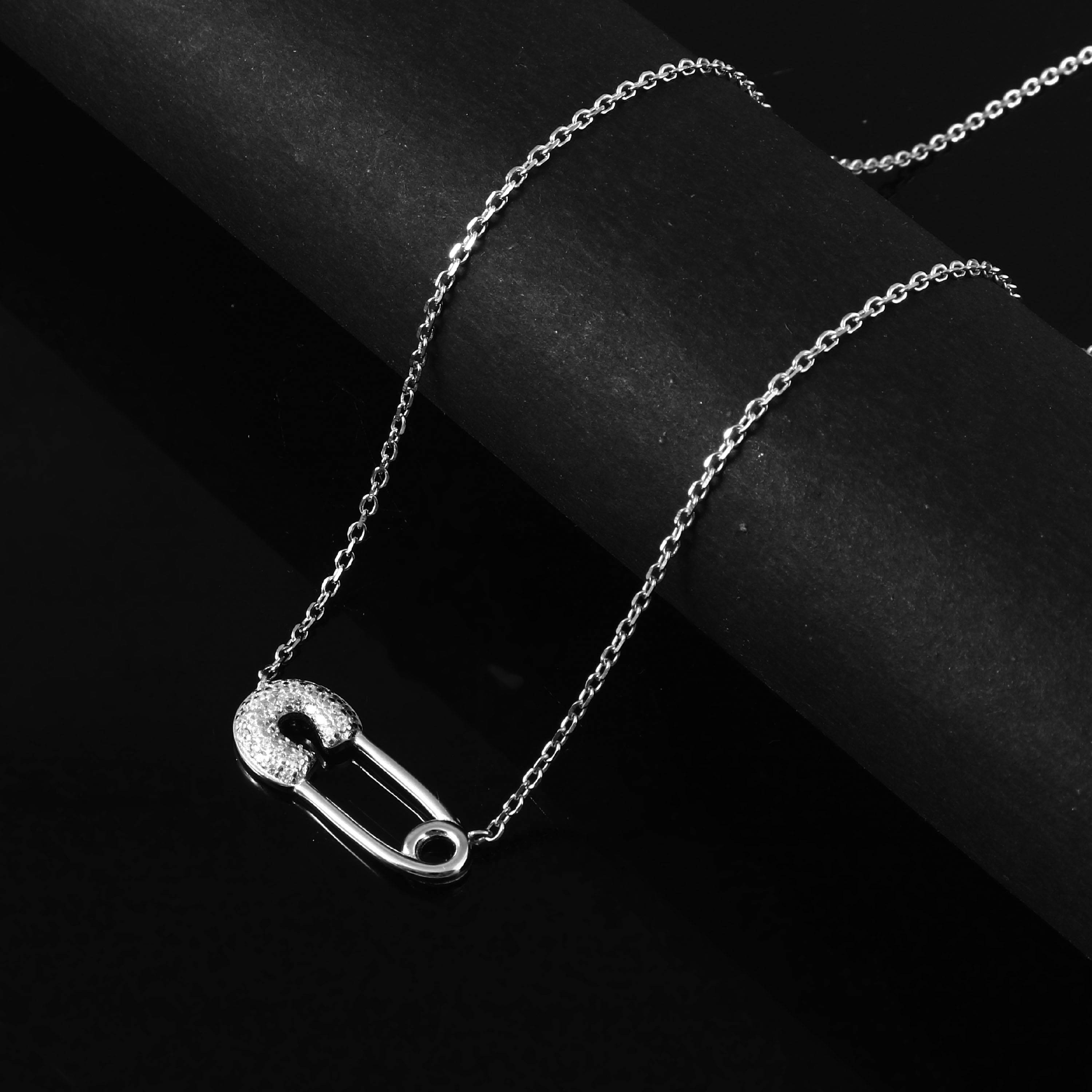 ZIRAK SILVER 925 Silver Safety Pin Pendant Necklace · Eternz