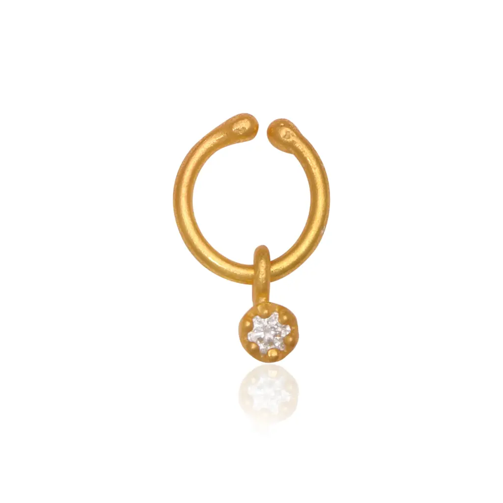 925 Sterling Silver White Cz Septum Nose Ring - 925 Sterling Silver : NP-00256