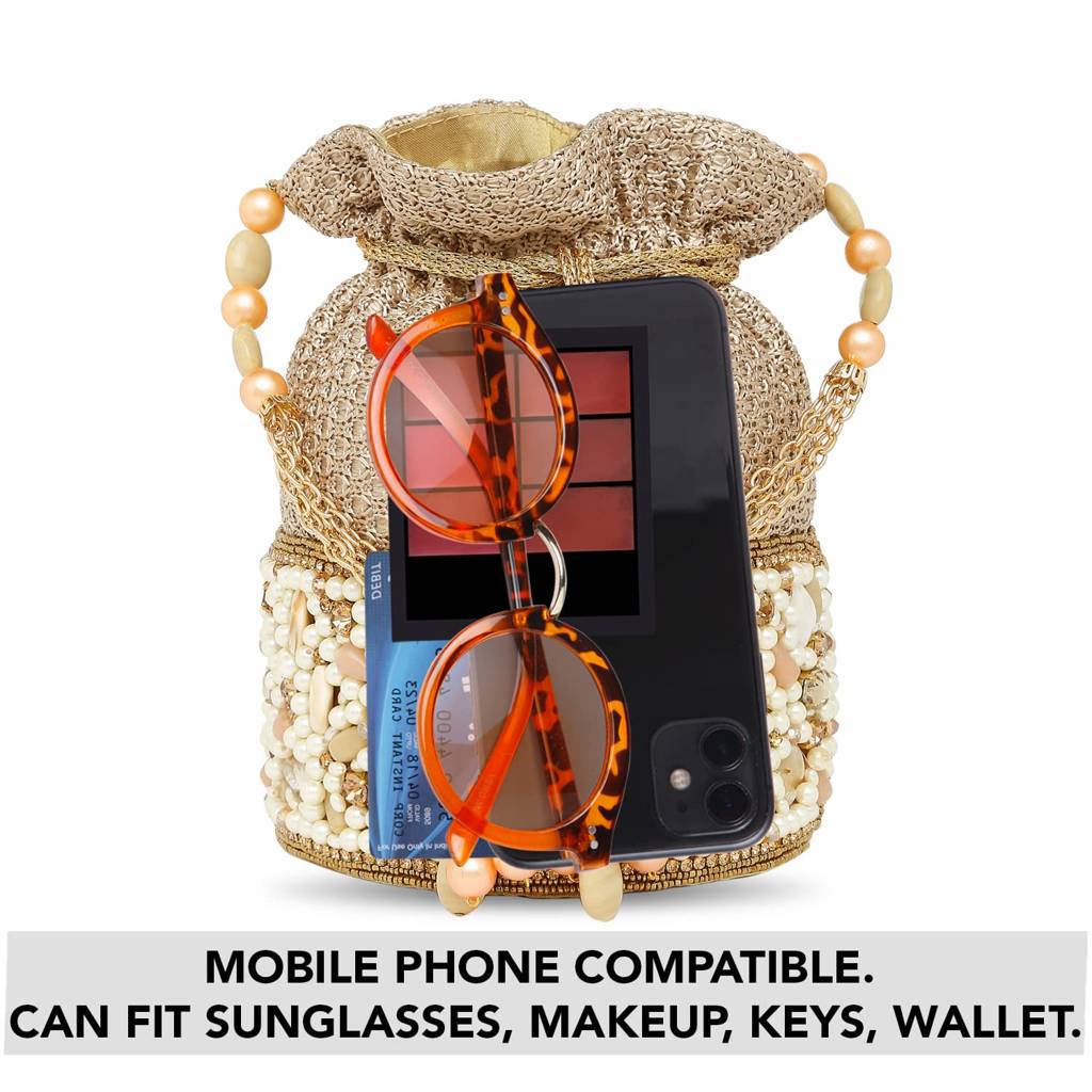 Potli Bags For Women Evening Bag Clutch Ethnic Bride Purse With Drawstring(P79G) : P79G