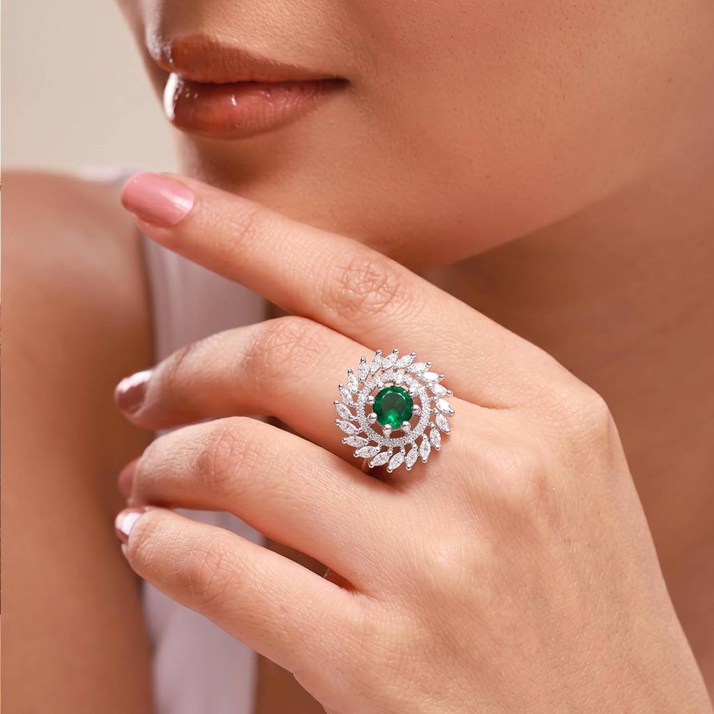 Ethnic Rani Gold Plated Adjustable Fancy Finger Ring For Women : PF04R14SGRN