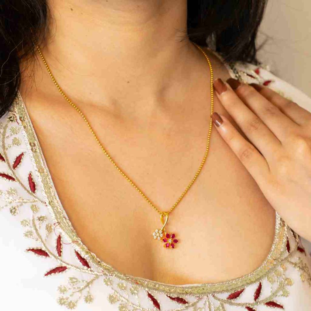 22K Gold Vermeil |Florette Pendant (Without Chain)| Pure 925 Sterling Silver With The Thickest Gold Layer : TSPN-FLO-22G-13007