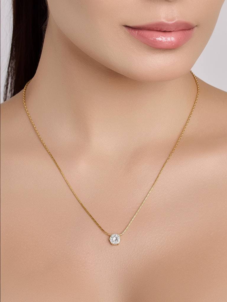 18K Gold Platedceleste Glow Necklace Stainless Steel Waterproof & Anti-Tarnish : N49ASSS0G