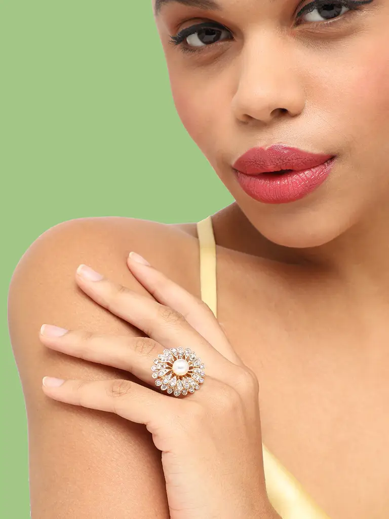 Melva-Gold Plated Party Designer Stone Ring For Women : SOHRNG4022
