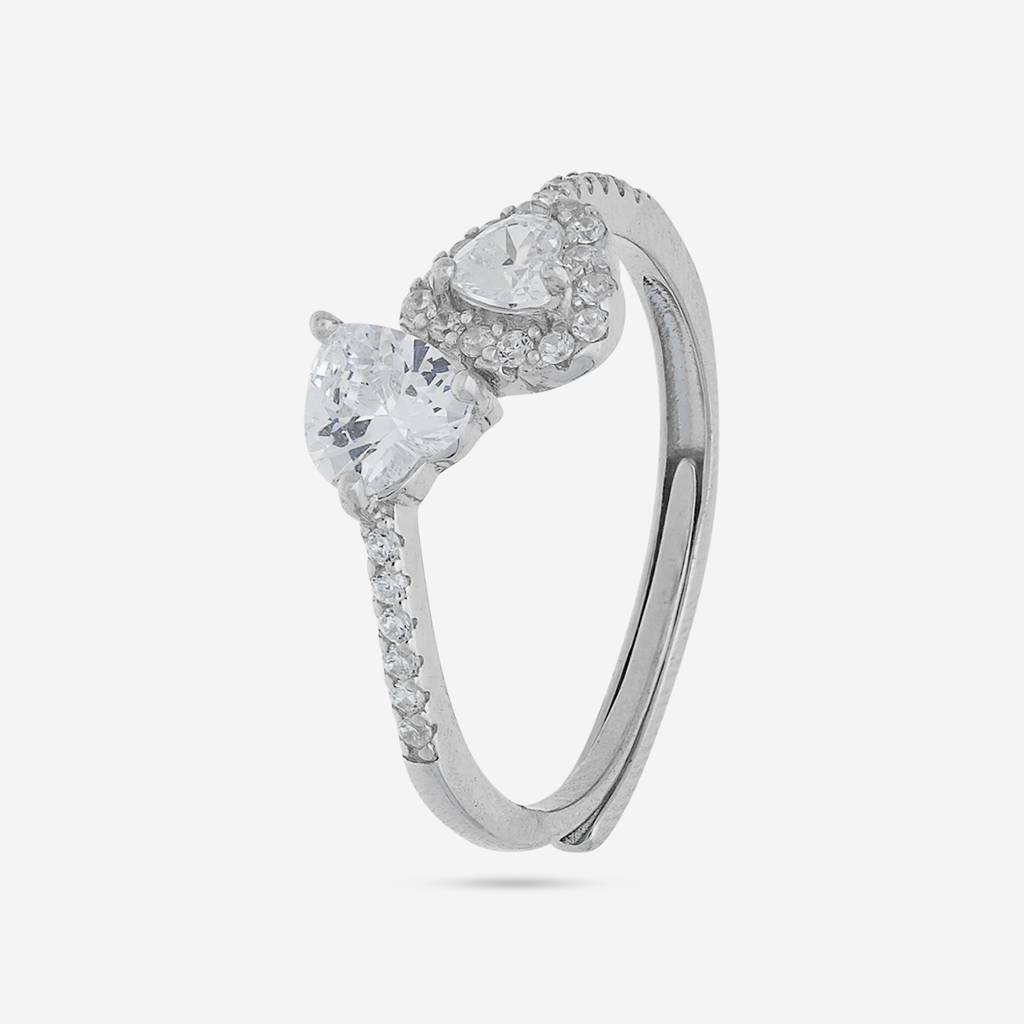 White Rhodium - Plated Office Wear Silver Finger Ring - 453299 : 453299