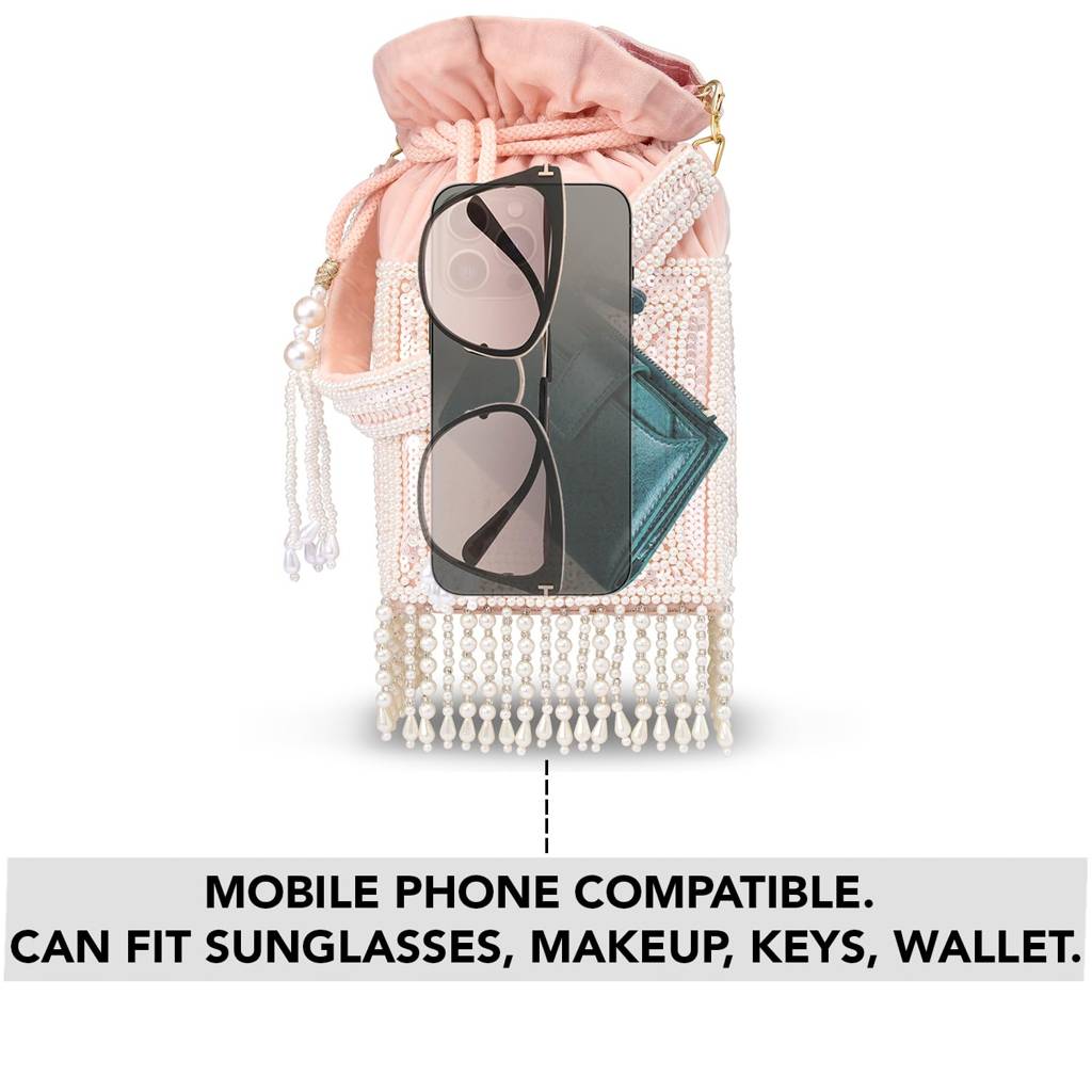 Potli Purse For Women Handmade Evening Handbag Stylish Bridal Fashion Wristlet Bag For Girls (P165Pk) : P165PK
