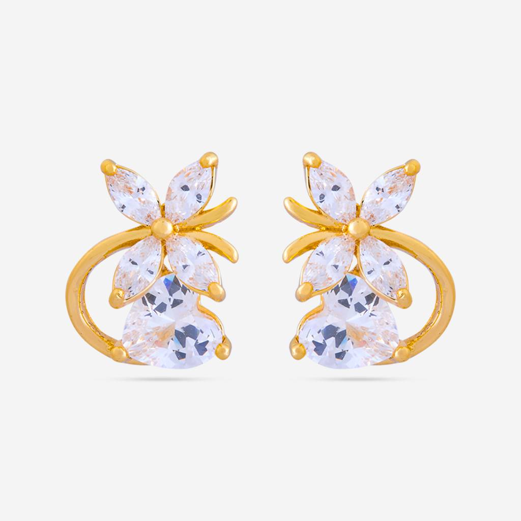 White - Plated Casual Wear Trendy Zircon Earring - 467003 : 467003