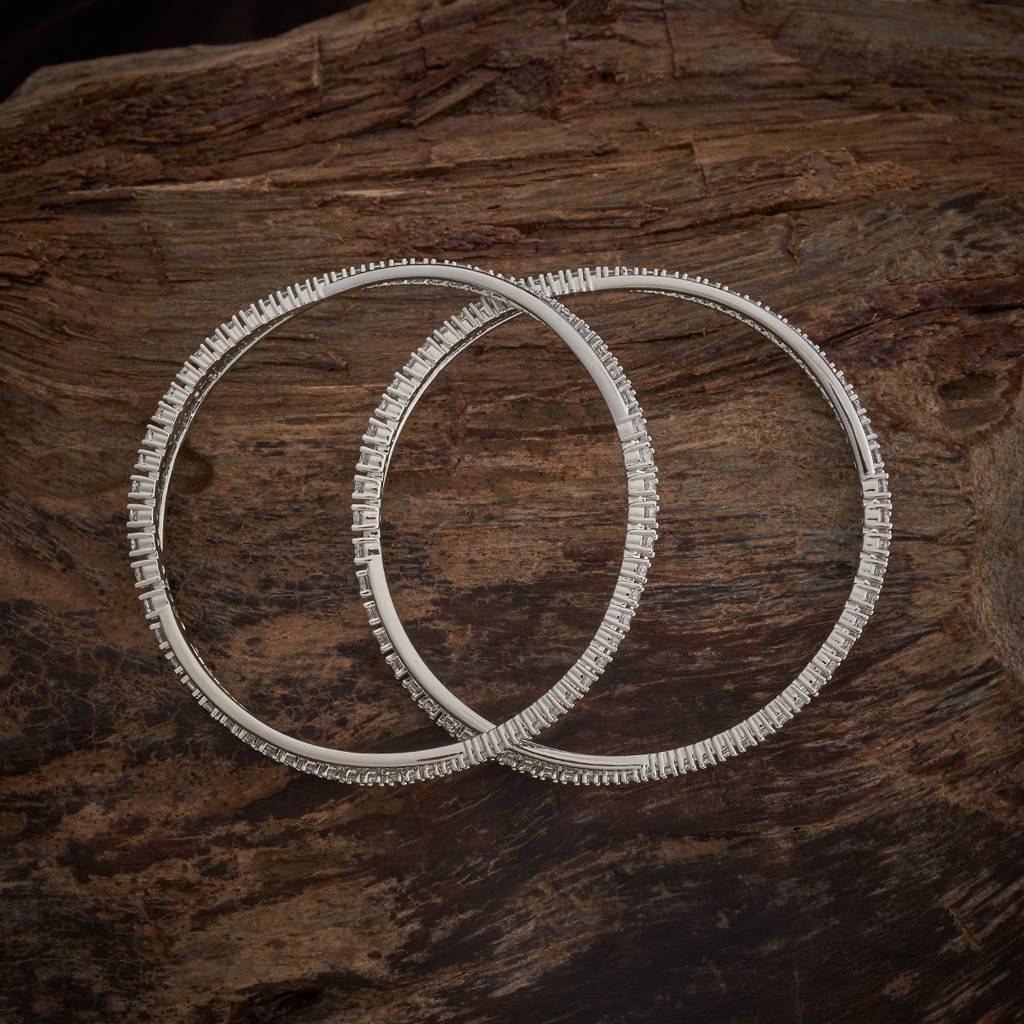 White Rodium - Plated Party Wear Zircon Bangle 435346 : 435346