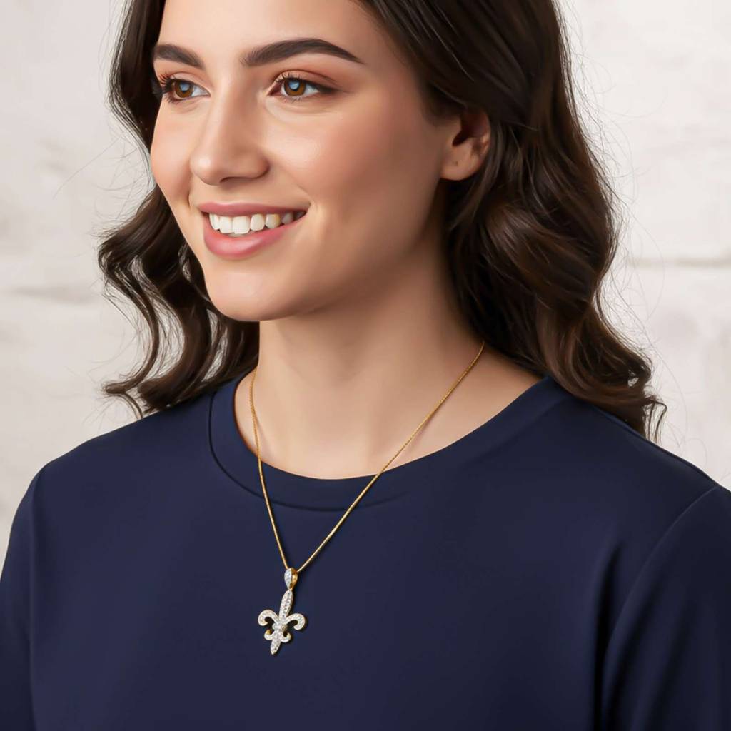 Silver Fleur-De-Lis Cz Pendant : ZLP-1178