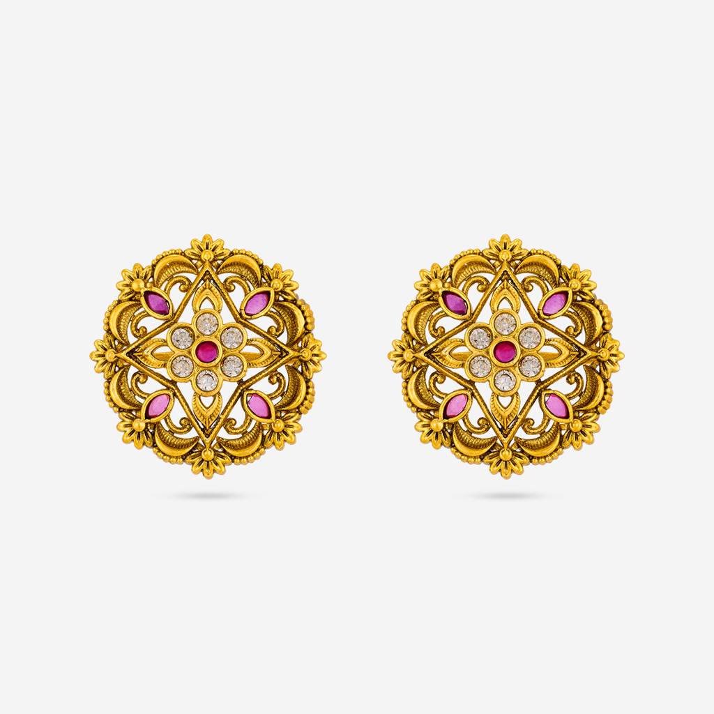 Ruby Gold - Plated Festive Antique Earring - 457585 : 457585