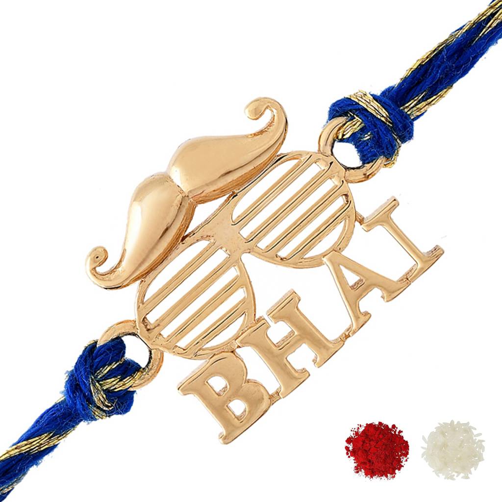 925 Sterling Silver 22K Gold Micron Plated Bhai Thread Rakhi For Him : 8905124509090