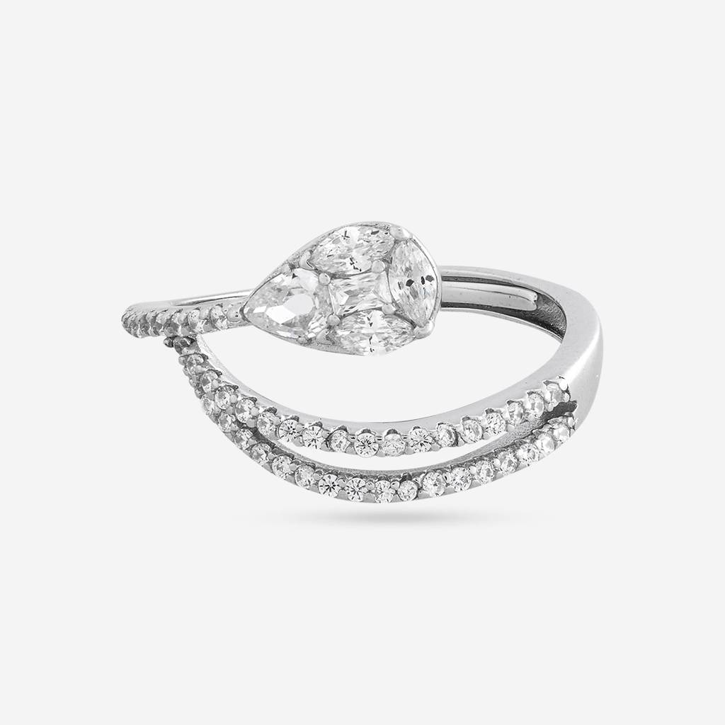 White Rodium Plated - Office Wear Silver Finger Ring - 465863 : 465863