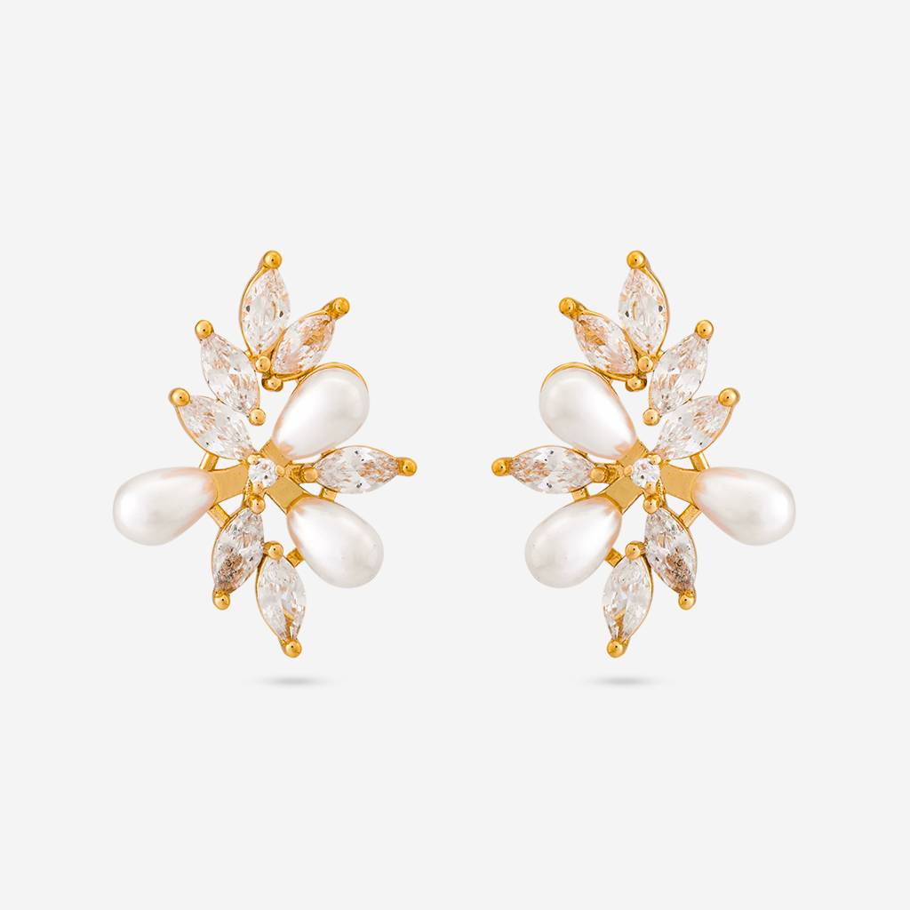 Pearl Gold - Plated Casual Wear Trendy Zircon Earring - 464750 : 464750