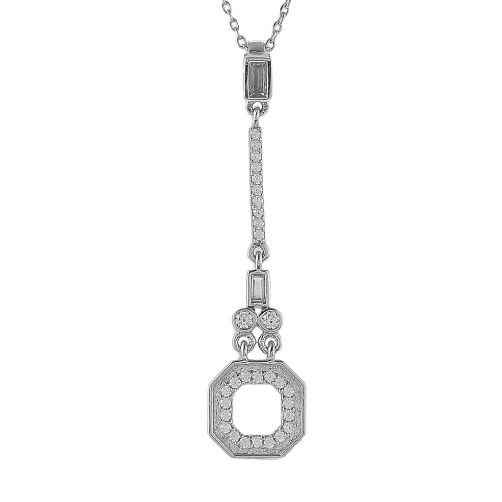 Mother'S Day Collection 925 Sterling Silver Round Cut Cz Rectangular Pendant With Chain : 8905124504033