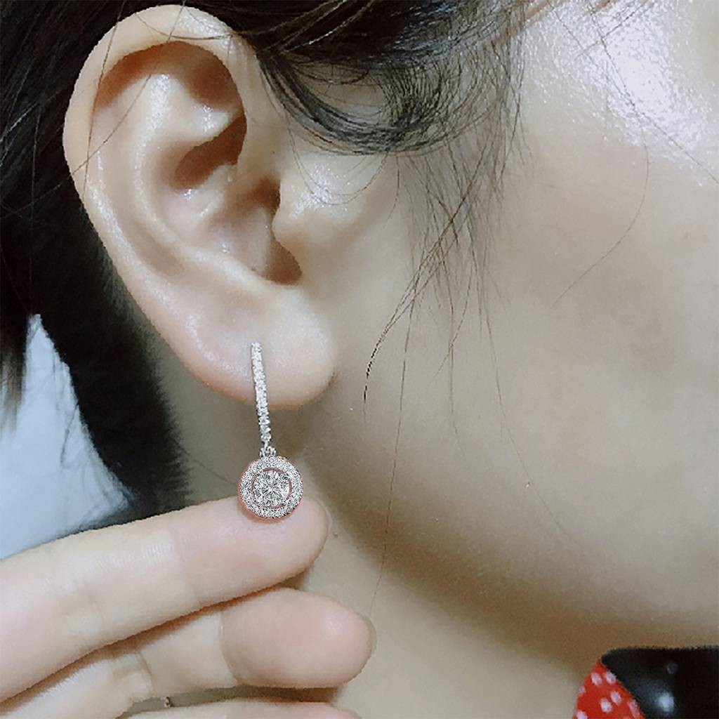 Peora American Diamond Studded Gold Plated Hoop Drop Earrings Fashion Jewellery Gift For Girls & Women : PX8E97C