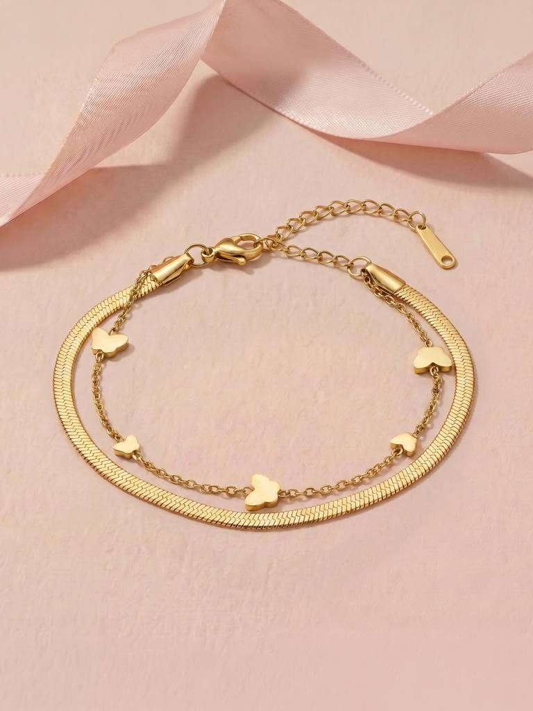 Heart Charm Chain Bracelet For Women - Waterproof & Anti-Tarnish : BR0364