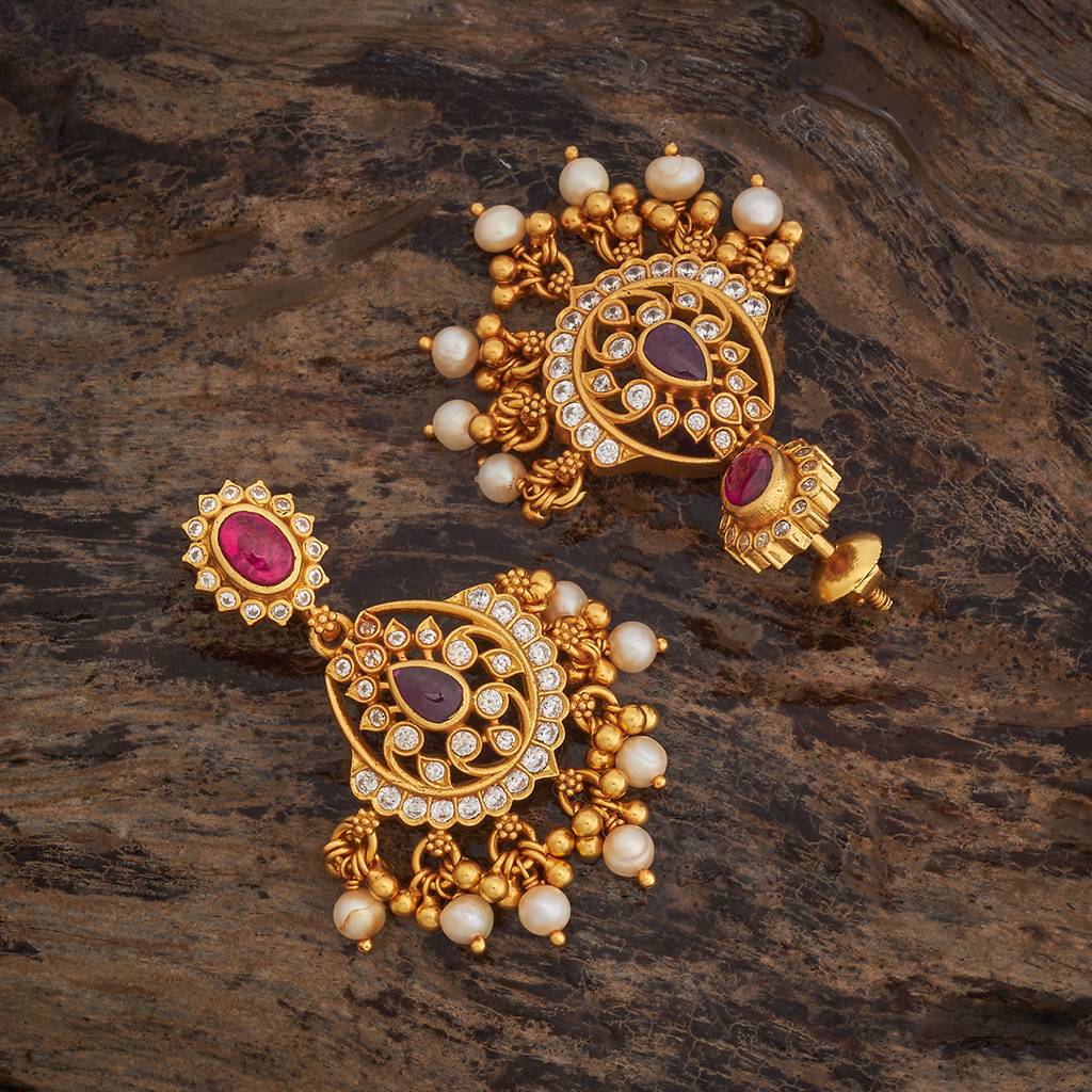 Ruby Gold - Plated Festive Temple Earring - 434353 : 434353