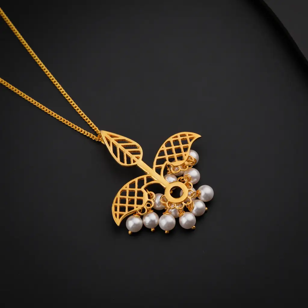 Silver Leaf Filigree Necklace |  92.5 Silver | 22K Gold Plated : 34364823