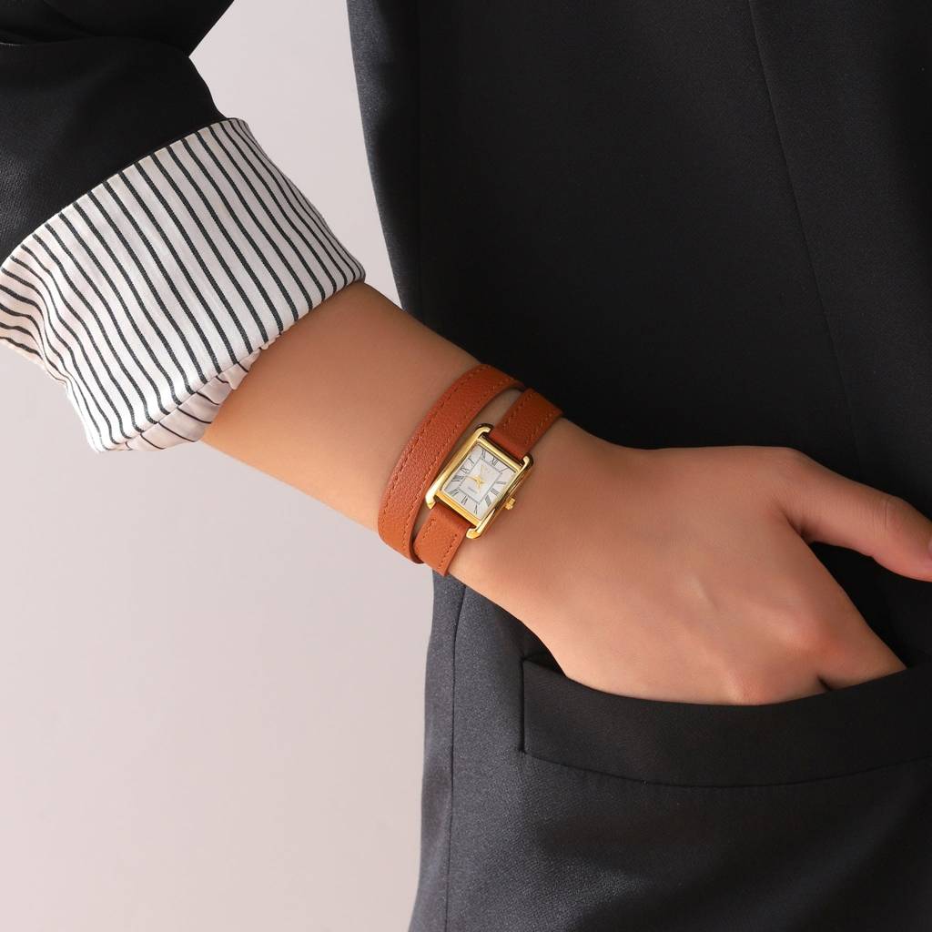 Vintage Muse Leather Strap Wrappable Watch : WT-S-0022-BR-WH